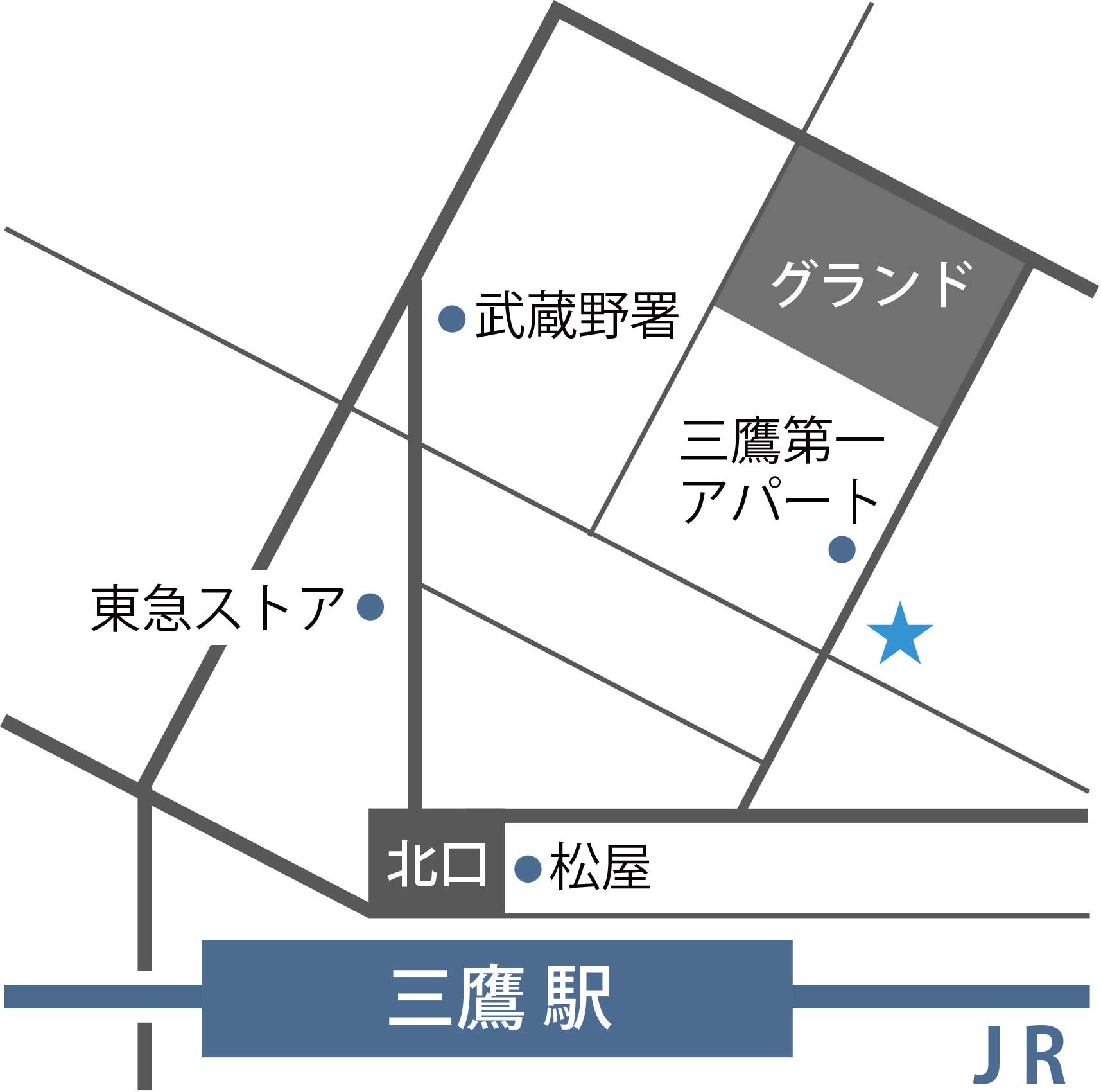 三鷹地下教室の地図